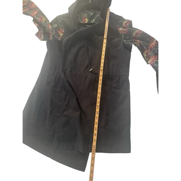 LuLaRoe Supply Size Large Hooded Jacket Canvas Floral Black Open Cardigan #5146 - Picture 11 of 14